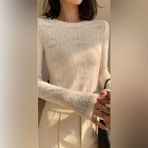 NWT COMMENCE Lace top! Beautiful ivory elastane / poly shirt!